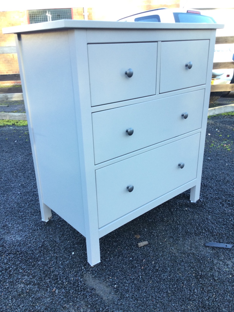 A modern painted chest of two short and two long graduated drawers mounted with metal knobs, - Image 2 of 3