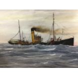 M Webster, oil on board, study of a trawler at sea, signed, unframed. (24in x 16in)