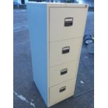 A four drawer metal filing cabinet. (18.5in x 24.5in x 52.25in)
