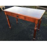 A Victorian mahogany side table, with rectangular top above a knobbed frieze drawer, raised on