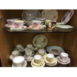 Miscellaneous part floral teasets, with several trios, breadplates, Foley, Winston, Crown
