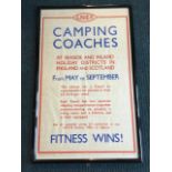 A 1940 LNER camping coaches poster printed in blue & red giving details of charges with slogan