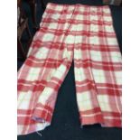 A pair of interlined linen gingham check style curtains. (118in) (2)