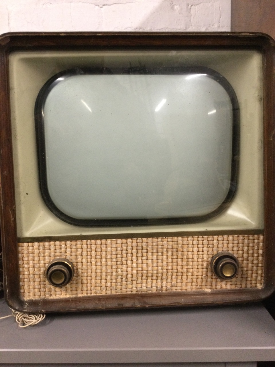 A wood framed 60s television, the screen behind glass with speaker below; a Pye walnut cased valve - Image 3 of 3