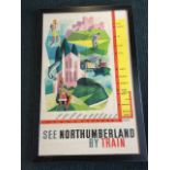 A 1962 British Railways poster advertising Northumberland, the stylised poster designed by Landen,