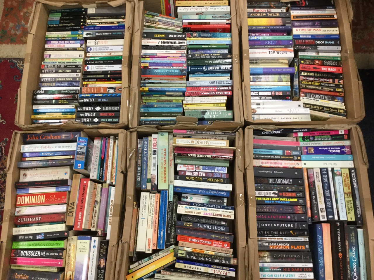 Six boxes of paperbacks - fiction, novels, crime, classics, some contemporary, biographies, - Image 2 of 3