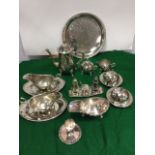 Miscellaneous silver plate - a pair of domed butter dishes & covers, a three-piece coffee set, an