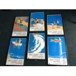A set of six reproduction LNER east coast joys posters - sea fishing, safe bathing, sea sports,