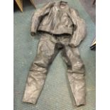 A Hein Gericke safe leather motorbike suit - size 54. (2)