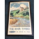 A 1950s British Railways poster advertising see Britain by train, The Tweed, the landscape view of