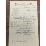 An 1887 letter from Robert Stevenson & Co, The Locomotive & Marine Engine Works, South Street,