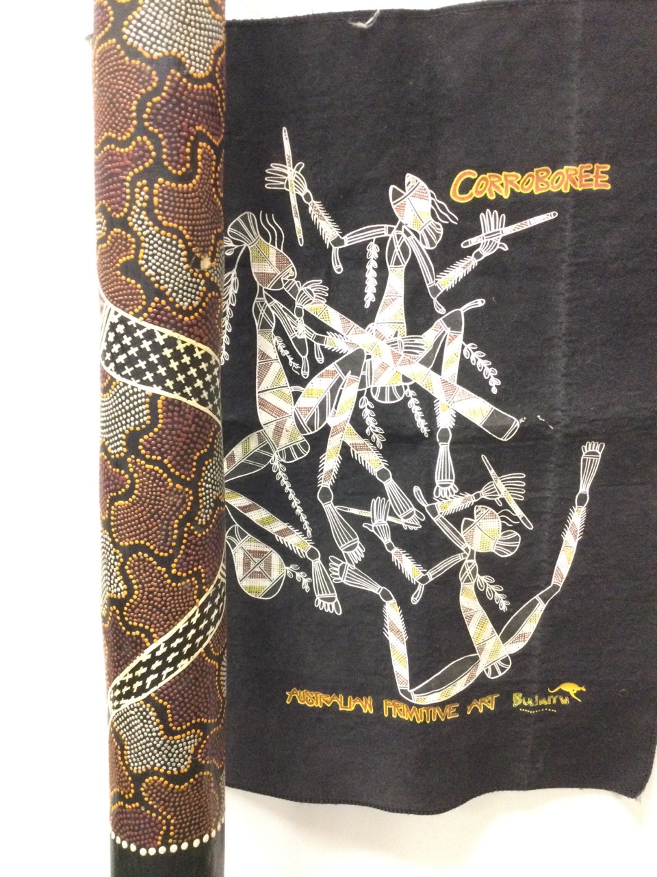 A tapering Indonesian Aboriginal didgeridoo, with painted and enamelled decoration of snake to body; - Image 2 of 3