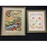 A 1942 nursery print with fairies & goblins in river landscape, signed & numbered in pencil, mounted