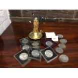 36 crowns - Churchill, Festival of Britain, Royal Commemorative, etc; and a collection of hatpins/