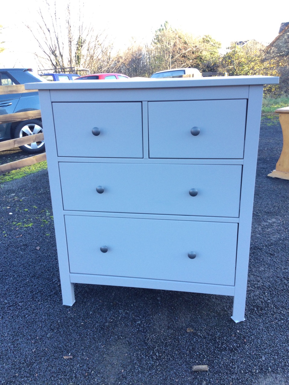 A modern painted chest of two short and two long graduated drawers mounted with metal knobs, - Image 3 of 3