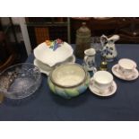 Miscellaneous ceramics & glass including bowls, a delft jug, Royal Winton, a pair of Royal Albert
