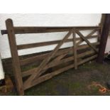 A 10ft five bar gate with flat top rail, bolted with iron strap hinges. (120.5in x 48in)
