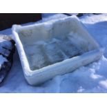 A rectangular glazed belfast sink with integral overflow to back. (23.5in x 17.75in x 10in)