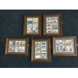 Five sets of Wills cigarette cards, each frame with 10 railway themed cards. (5)