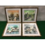 A set of four traditional Chinese season prints, depicting spring, summer, autumn and winter,