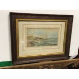 Tom Scott, watercolour, coastal seascape with boat & figure, inscribed in pencil to verso, mounted &