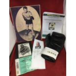 Earnie Shavers, a signed leather boxing glove and photograph, with authenticated certificate; and