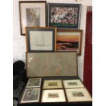 Miscellaneous pictures - a set of four Henry Alken coaching prints, a pair of engravings - Married &