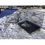 Two folding rectangular pet cages with trays.(25in & 42in)(2)