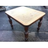 An oak draw-leaf dining table, the rounded panelled top raised on fluted turned column legs. (41.