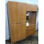 A Schreber two-piece bedroom set with mirrored illuminated dressing table unit having three