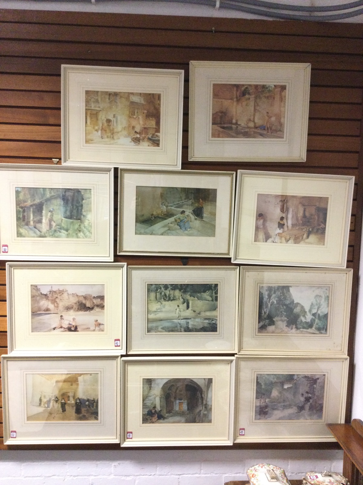 A set of eleven 60s Russell Flint prints, the European views with alluring Spanish young ladies,