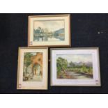 Watercolour, lake landscape, signed with monogram AAKD and dated 1920, mounted & framed; J Fraser,