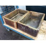 A pair of C20th rectangular salt glazed stoneware troughs. (24.75in x 16.75in x 8.25in) (2)