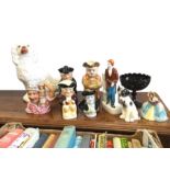 Miscellaneous ceramics including a Victorian Staffordshire wally dog, five toby jugs including a