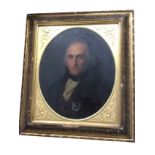 Nineteenth century oil on canvas, oval bust portrait of a gentleman, Irish canvas and numbered