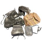 Five black leather handbags - Gigi, Mia, Louvier, etc; a pair of Italian leather ladies boots - size