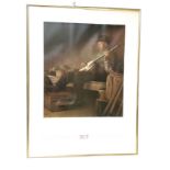 Robert Belott, a coloured print, The Banjo Player, the photograph with title in contemporary metal