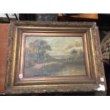 E Honton, nineteenth century oil on canvas, pastoral water landscape with figure on horse, signed,