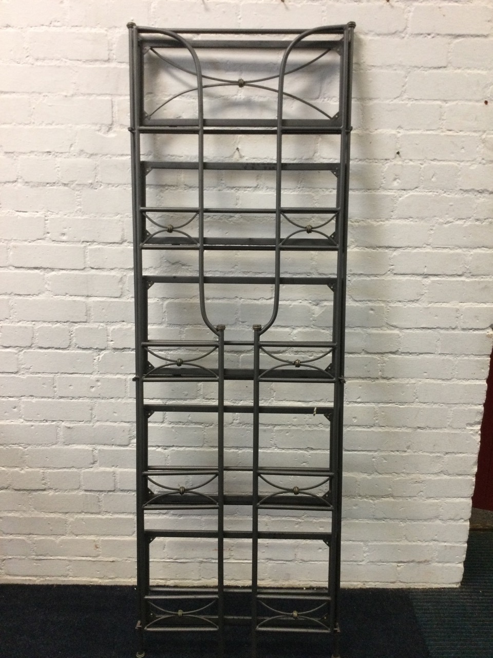 A set of 6ft metal framed shelves, the six rectangular hinged platforms folding on tubular frame - - Image 3 of 3