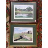 Graeme Baxter, a signed print of The Old Course St Andrews, mounted & framed; and another similar