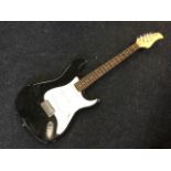 A CB Sky electric guitar with three pic-ups, hardwood fingerboard, chromed machine heads, black