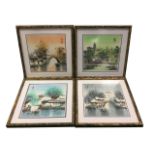 A set of four traditional Chinese season prints, depicting spring, summer, autumn and winter,