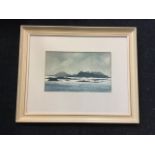Oil on canvas board, monochrome islands in the sea, signed with initials NR and dated 1973,