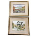 Ralph Telford, watercolours, a pair, Lake District water landscapes, signed, inscribed to labels