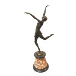 B Zach, bronze, JB Paris foundry mark, young dancing girl, numbered, mounted on a tapering mottled