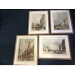 A set of four lithographical coloured prints, London street scenes including Fleet Street, The