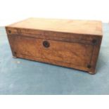 A nineteenth century partridgewood tea caddy, the box inlaid with hardwood roundels joined by