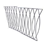 A pair of railing panels with elliptically bent square bars in rectangular frames. (22.75in x