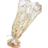 A pair of lined cotton curtains printed with tulips on cream ground. (97in) (2)