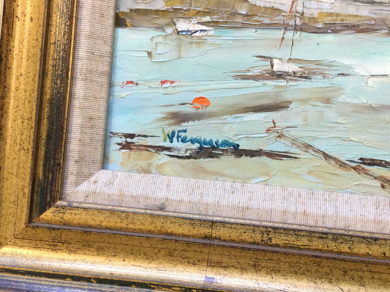 William Ferguson, oil on board, a pair, Bamburgh & Lindisfarne Castle, signed, Torrance Gallery - Image 3 of 3